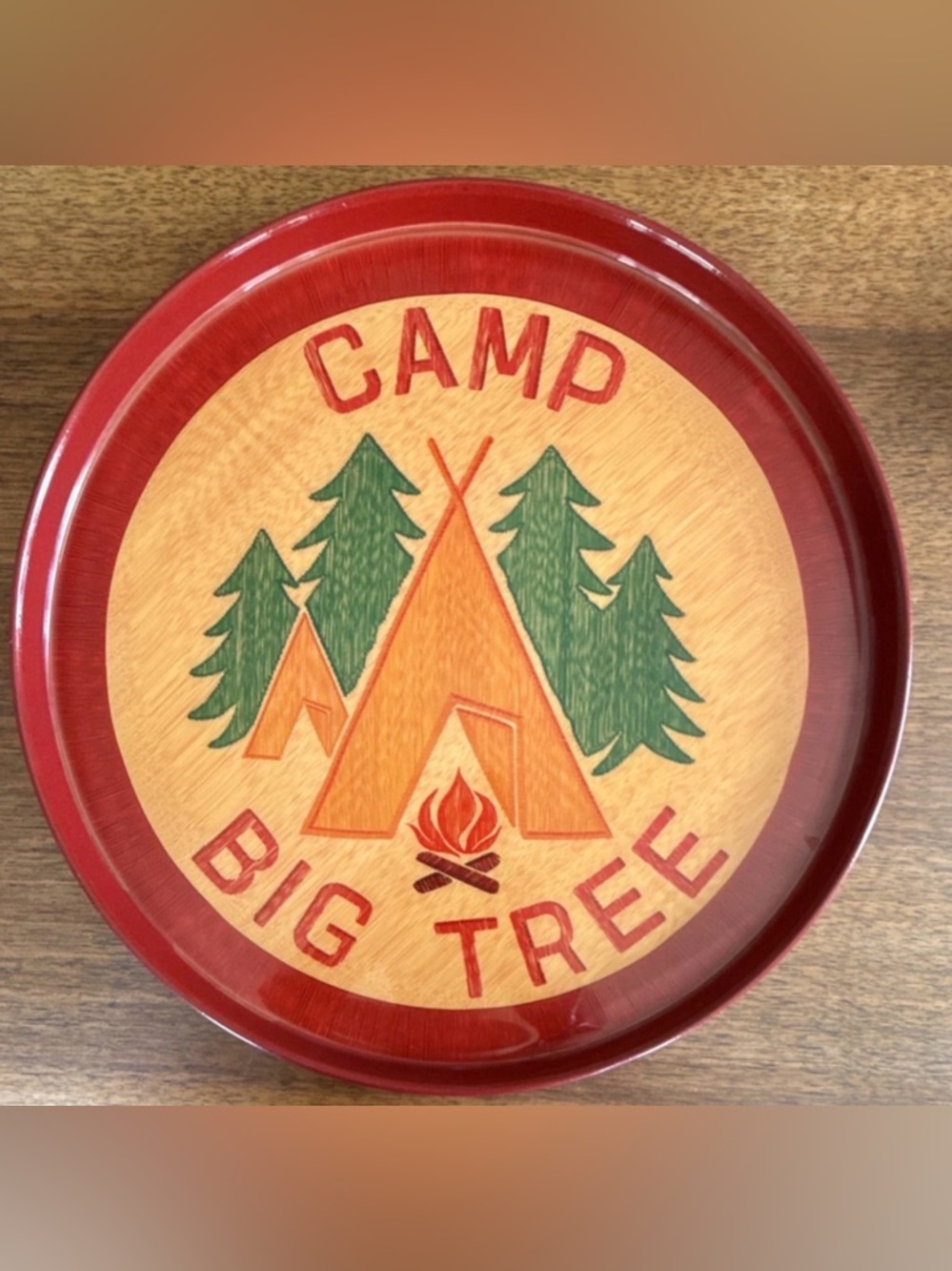 West Elm X Fishs Eddy Camp Big Tree Red Round Serving Tray Handwash Only